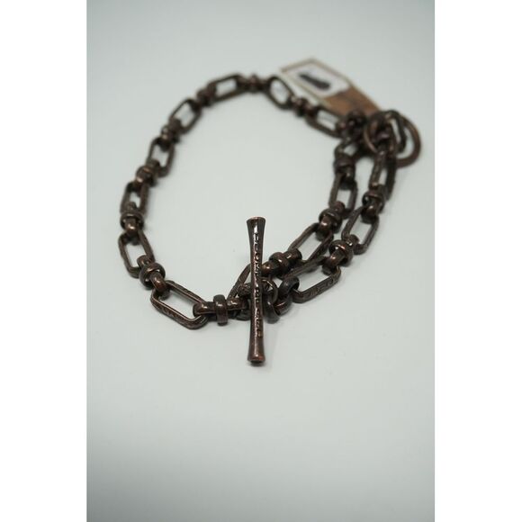 Lucky Brand Antiqued Copper Tone Chunky Link Necklace with Filagree Design NWT - Picture 1 of 4